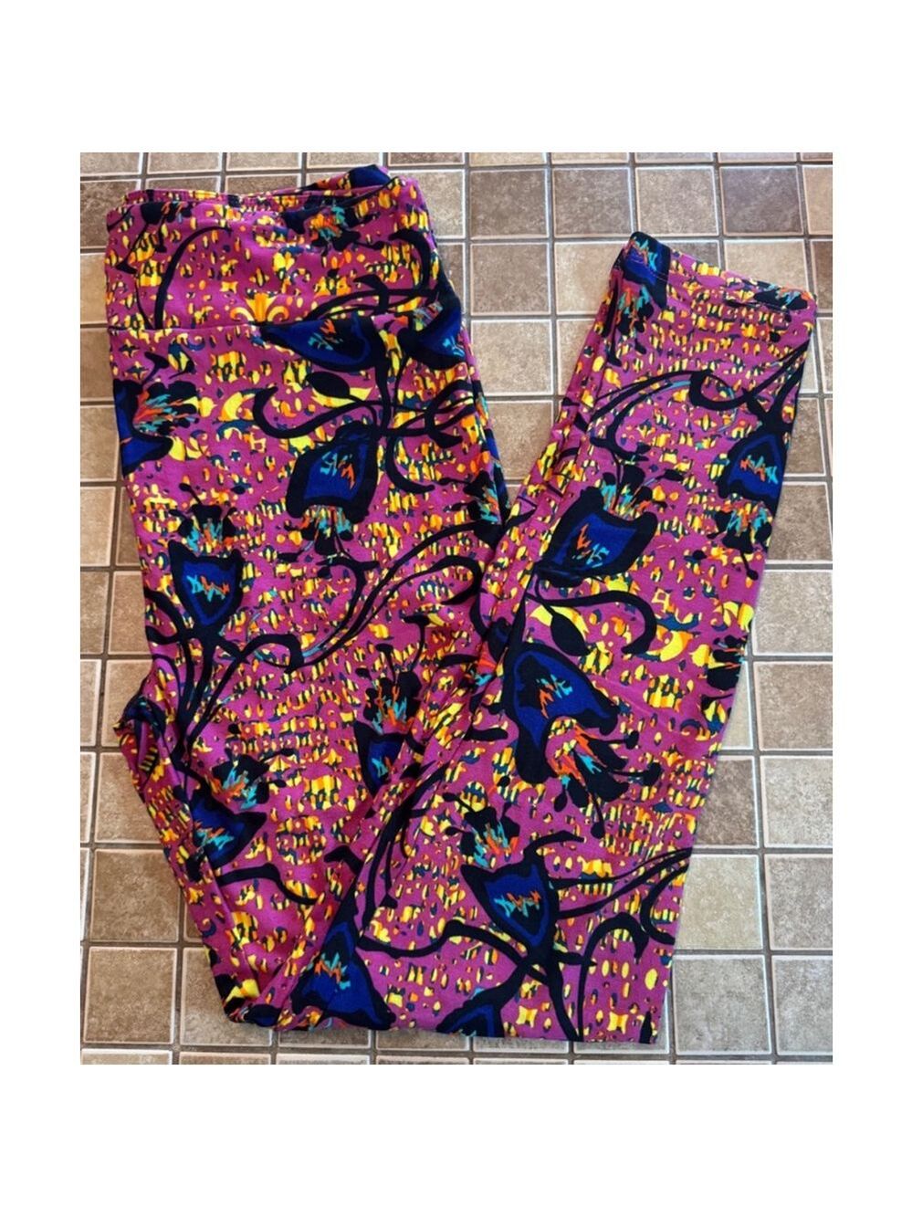 Women's TC LuLaRoe Leggings Purple Floral Print